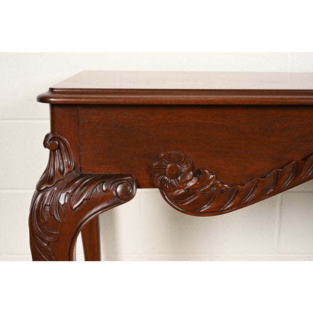 Wood Baker Furniture Georgian Carved Mahogany Console or Sofa Table, Newly Refinished For Sale - Image 7 of 16