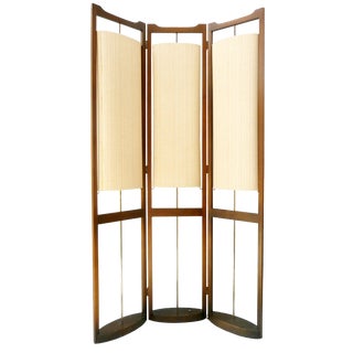 1960s Folding Floor Lamp Screen Room Divider For Sale