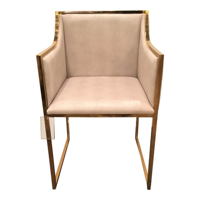 Worlds Away Off-White Faux Shagreen Annabelle Arm Chair For Sale