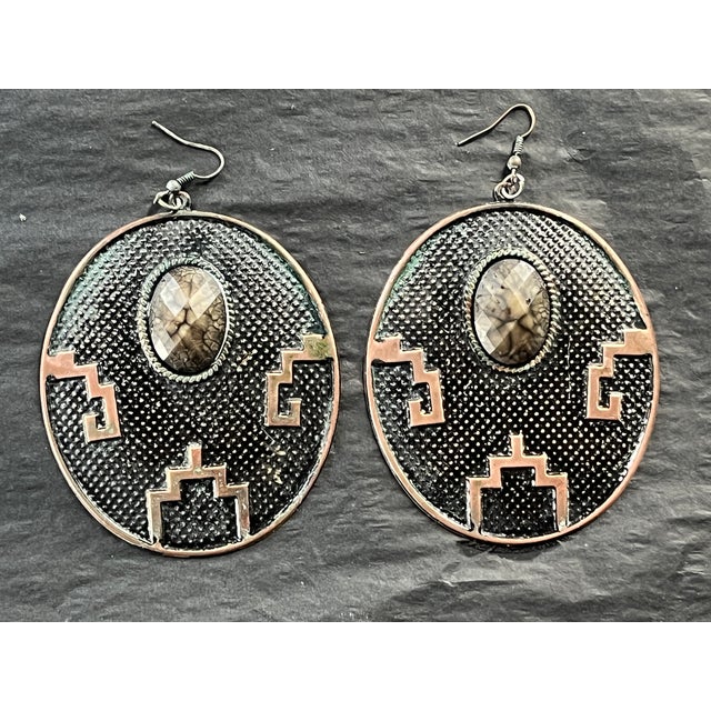 Pair of Vintage 1980s Art Deco Revival Earrings For Sale - Image 4 of 9