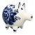 Vintage Blue and White Delft Style Floral Ceramic Piggy Bank – Dutch Colonial, Folk Art For Sale