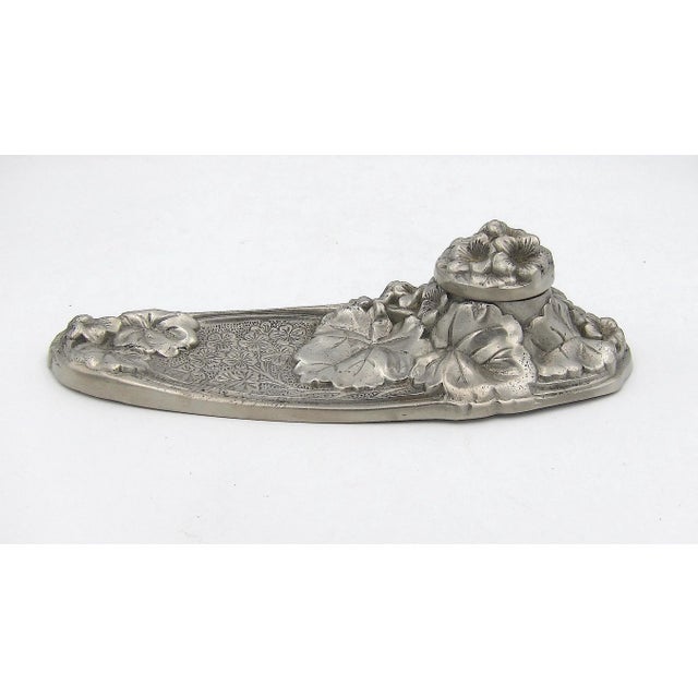 Vintage French Art Nouveau Inkstand in Pewter For Sale - Image 13 of 13
