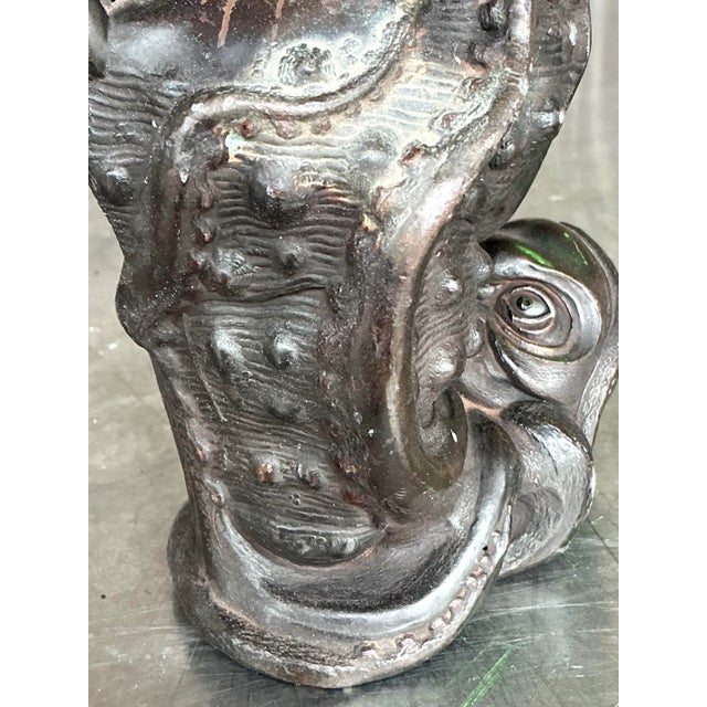 Metal Vintage Coastal Cast Bronze Octopus Vase - A Pair For Sale - Image 7 of 10
