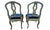19th-C. Italian / Venetian Celadon Floral Painted Side Chairs in Blue Velvet- Pair For Sale - Image 9 of 10