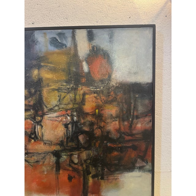 Textile 1950s Abstract Oil Painting on Canvas Signed by Sandra Gierke For Sale - Image 7 of 9