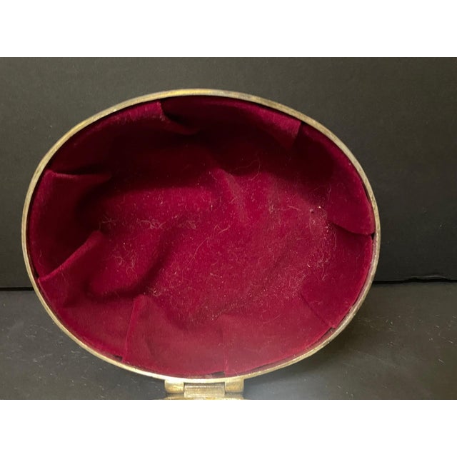 Vintage Ornate Oval Silver-Plated Trinket Box With Velvet Lining For Sale - Image 4 of 11