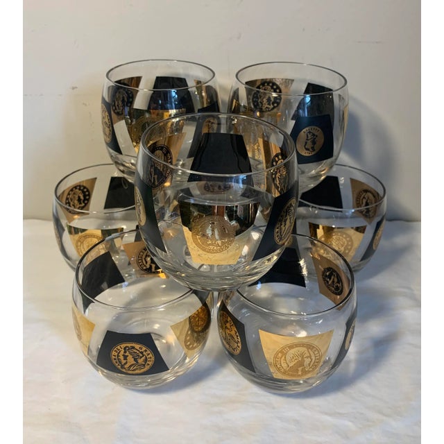 Black 1960’s Vintage Roman Gold and Black Glass Tumblers / Rocks Glasses- Set of 8 For Sale - Image 8 of 8