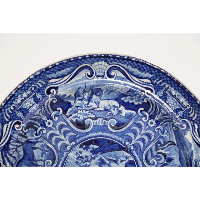 Early 19th Century John Hall Deep Cobalt Blue Glaze Staffordshire Plate "Quadrupeds" For Sale - Image 5 of 8