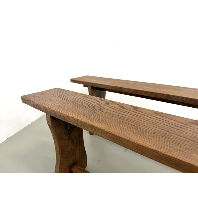 Oak Benches with Wing Legs, France, 1970s, Set of 2 For Sale - Image 15 of 18