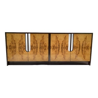 1970s Milo Baughman Style Modern Burl Wood Credenza For Sale
