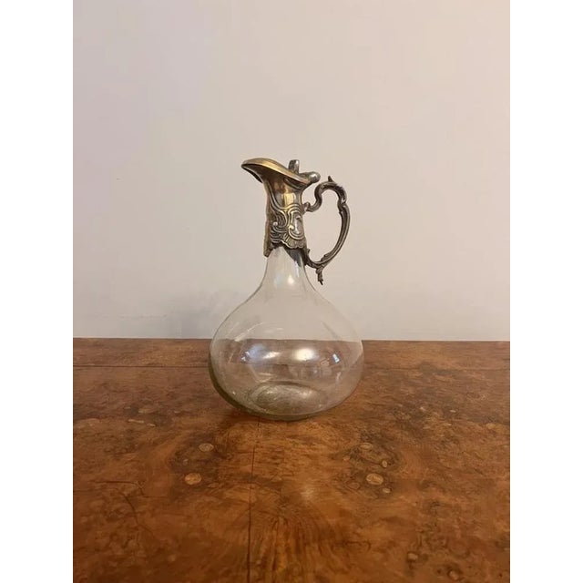 Glass Art Nouveau Silver-Plated Claret Jug, 1895 For Sale - Image 7 of 8