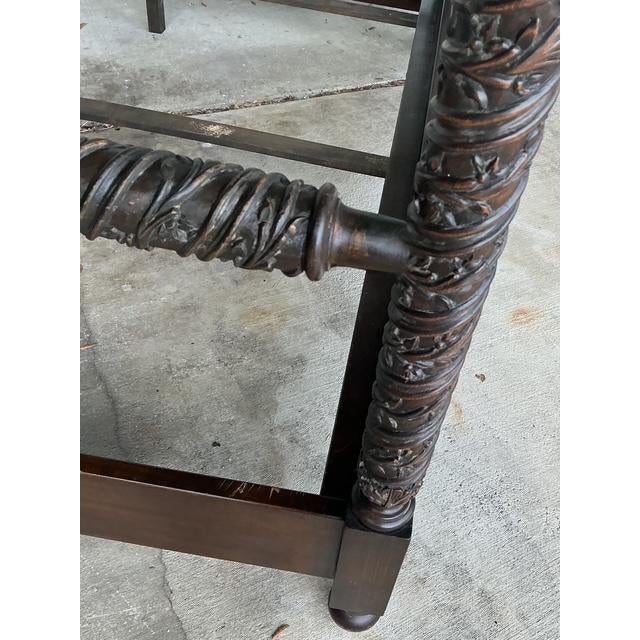 Wood Vintage British Colonial Carved King Poster Bed For Sale - Image 7 of 12