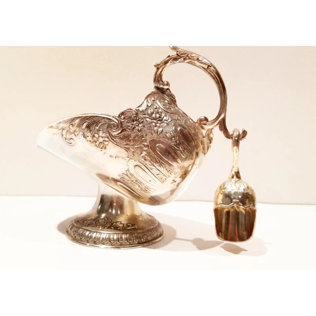 "Georgian" Silver Plate Punch Bowl Ladle and Sugar Scuttle For Sale - Image 4 of 11