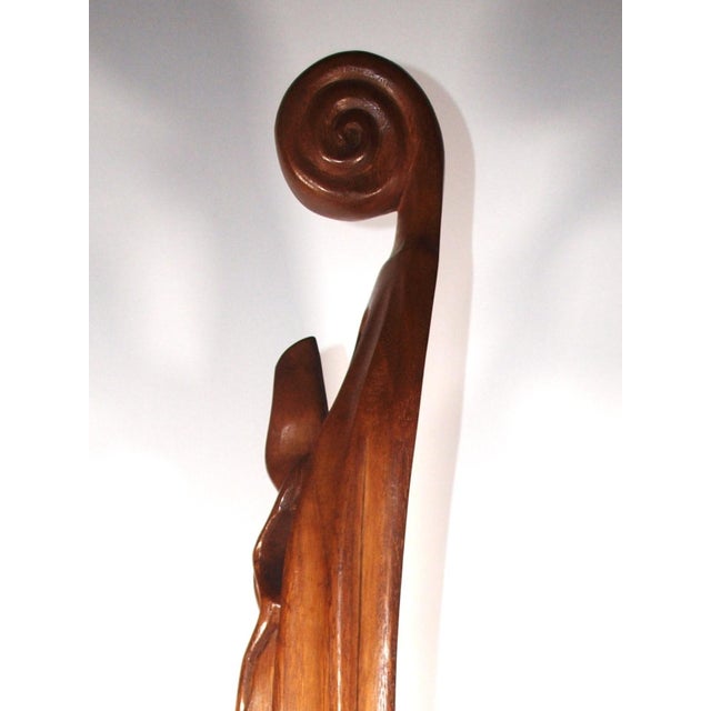Hand Carved Walnut Wood Abstract Statue of Virgin Mary/Madonna 22” For Sale - Image 4 of 8