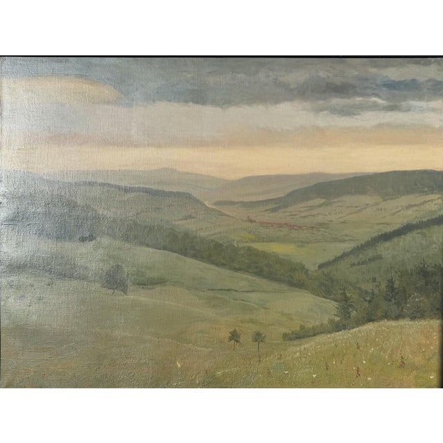 Heinrich Pforr, Landscape at the Meissen, Oil Painting on Canvas, in Very Good conditions. Designed 1920 to 1949 This...