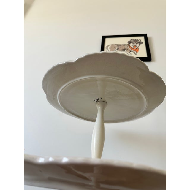 White Elegant Vintage White Two Tier Ceramic Serving Stand For Sale - Image 8 of 10