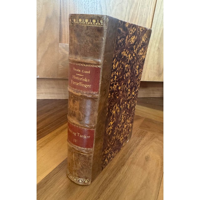 Illustration Antique Leather Books - Trois Lund Historiske Fortellinger - 4 Books - 1840s For Sale - Image 3 of 5