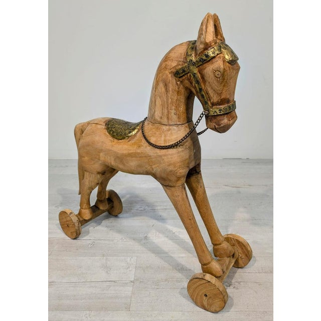 Antique Teak and Brass Trojan Horse, 1890s For Sale - Image 10 of 13
