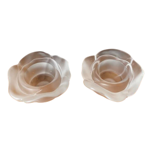 Vintage Christian Dior Frosted Rose Votives/Tea Lights- Set of 2