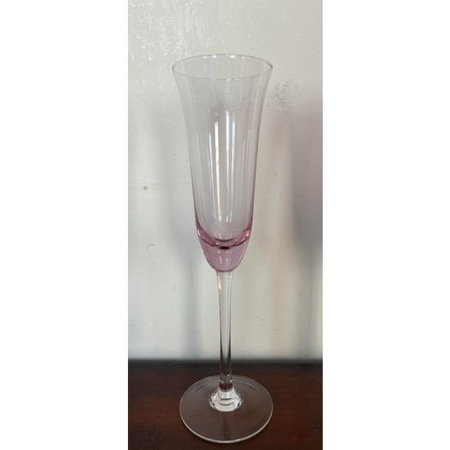 Vintage Hand-Blown Art Glass Champagne Flutes – Set of 4 – Jewel Tone Stemware – Green Aqua Pink Amethyst For Sale - Image 10 of 10