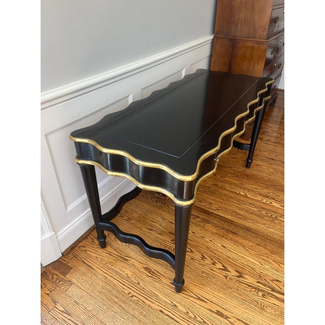 Wood Ebonized Hollywood Regency Desk/Table with Gilding For Sale - Image 7 of 7