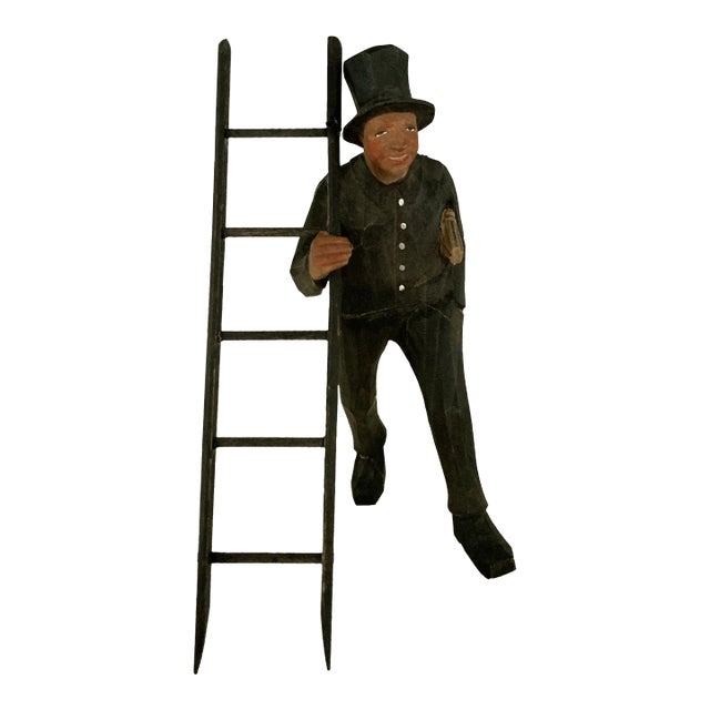 Vintage English Wooden Chimney Sweep Figurine For Sale