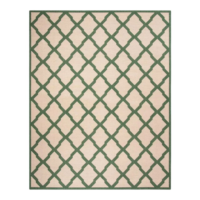 Coastal Indoor Outdoor Rug Cream & Green 8'6"x12' For Sale