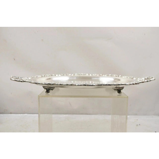 Victorian Vintage Poole 400 Lancaster Rose Silver Plated Serving Platter Bar Tray (B) For Sale - Image 3 of 11