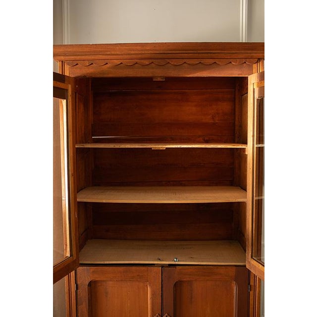 Wood Antique 20th Century American Oak Kitchen Cupboard & Glass Display Hutch For Sale - Image 7 of 18