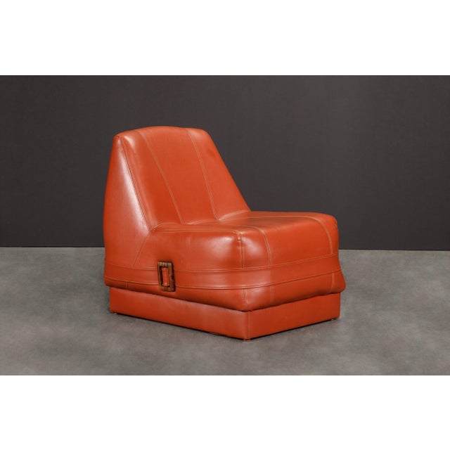 Brown Percival Lafer MP-75 Lounge Chairs w Rosewood Buckles, 1970 Brazil - Set of 4 For Sale - Image 8 of 12
