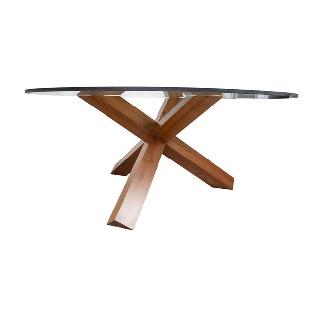 La Rotonda 452 Dining Table in Glass and Wood by Mario Bellini for Cassina For Sale - Image 9 of 10