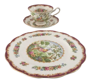 Vintage Royal Albert" Chelsea Bird" English Bone China 3 Pieces Set