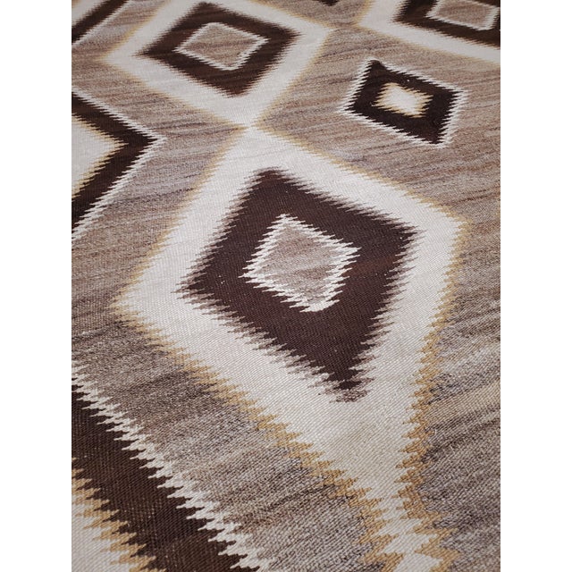 Antique Navajo Carpet, Handmade Wool, Ivory, Beige, Gray and Brown For Sale - Image 15 of 18