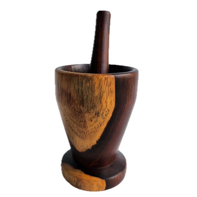 1970s Vintage Cocobolo Wood Mortar and Pestle Set, 2 Pieces For Sale - Image 5 of 10