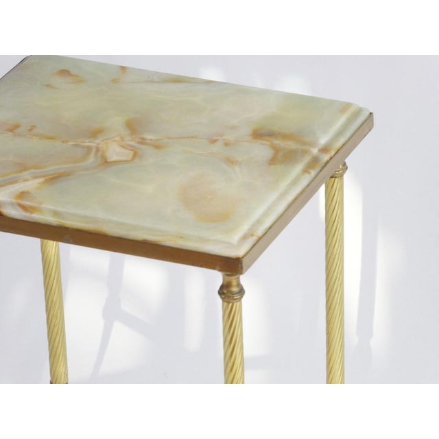 1960s Small Neoclassical French Side Table with Brass and Onyx, 1960s For Sale - Image 5 of 8
