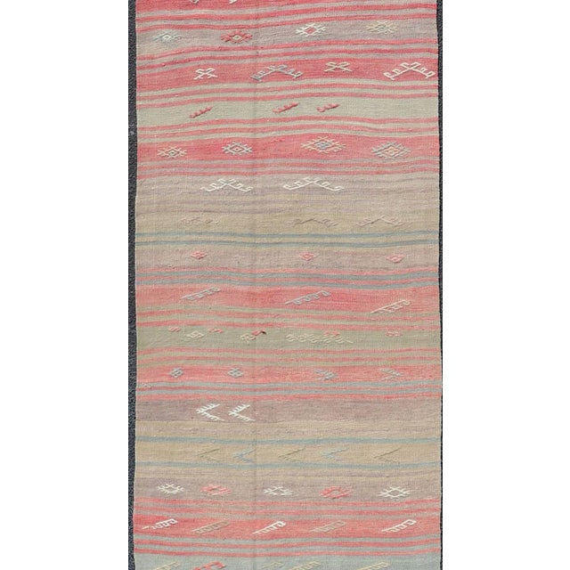 Stripe design flat-weave vintage runner from Turkey. Keivan Woven Arts / rug EN-1311, country of origin / type: Iran /...
