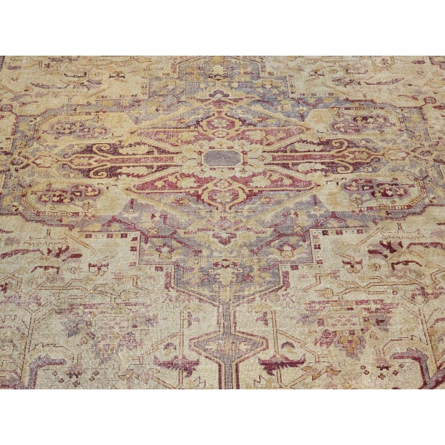 19th Century Agra Rug, Hand-Knotted Wool, Geometric Design, Pale Purple & Gray, 12' X 14’ For Sale - Image 15 of 18