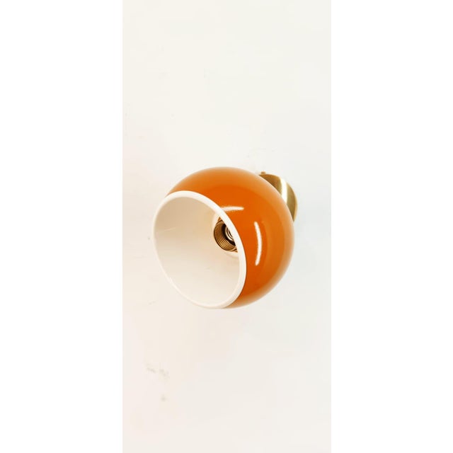 Metal Adjustable Sconce with Orange Metal Dome For Sale - Image 7 of 12