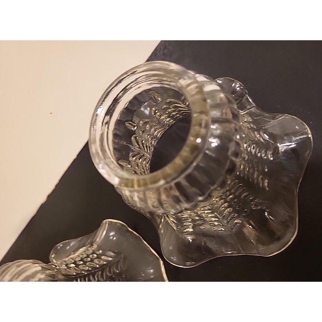 Vintage Ruffled Lamp Shades Pressed Glass 19th Century For Sale In San Francisco - Image 6 of 10