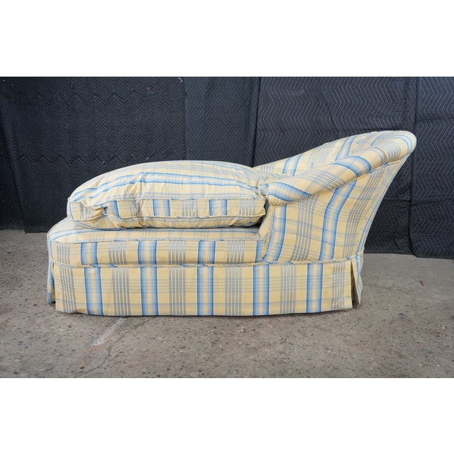 Early 20th-Century Tufted Plaid Chaise Lounge on Turned Mahogany Baluster Legs For Sale - Image 11 of 18