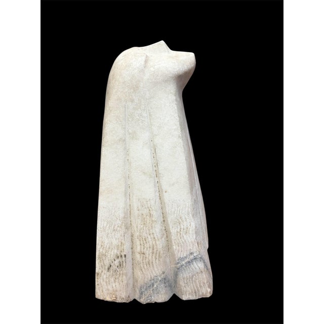 Stone 1940s Fine Art Deco Style Carved Marble Stylized Woman Bust Sculpture For Sale - Image 7 of 7