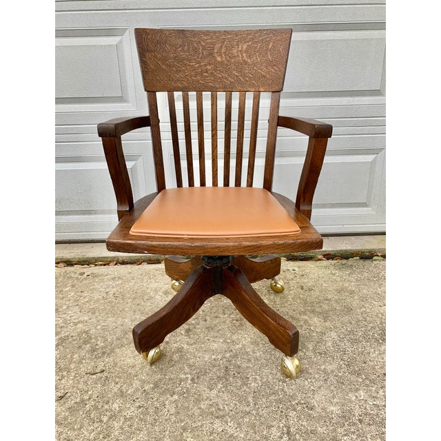 Vintage Oak Desk Chair on Casters Chairish