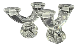 Brutalist Glass Candleholders by Daum, 1960s, Set of 2