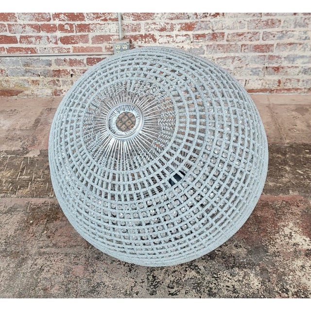 1970s Vintage Large 35" Wide Crystal Beaded Pendant Ball -Light Fixture For Sale - Image 4 of 9