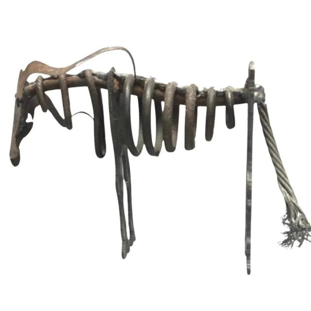 Abstract Vintage Mid Century Torch Cut Brutalist Picasso Insp Abstract Art Wall Street Steel Bull Sculpture For Sale - Image 3 of 9