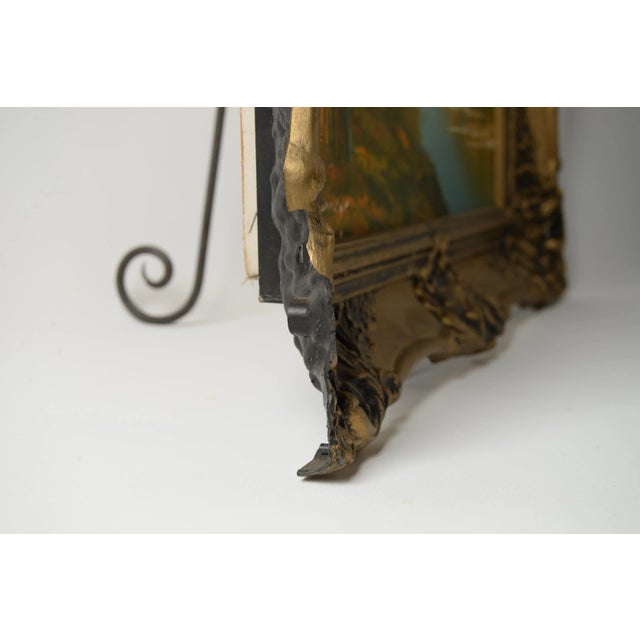 Forest Green Original Vintage Oil Painting Serene Forest Scenic Signed For Sale - Image 8 of 8