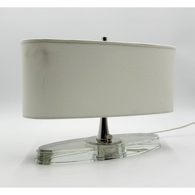Modern Visual Comfort Thomas O’Brien "Casper" Crystal Glass & Nickel Desk Lamp For Sale - Image 3 of 13