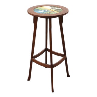 Art Nouveau Side Table with Swan Tile Top, Belgium, 1920 For Sale