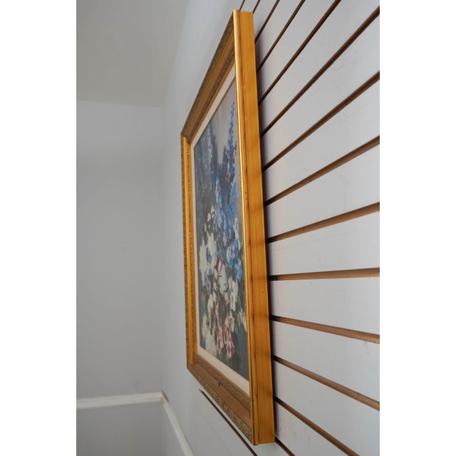Age: Approx. 30 Years Old Details: Titled “Larkspur, Peonies & Canterbury Bells” Professionally Framed Bright & Vibrant...