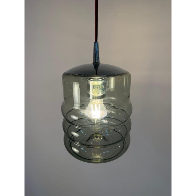 Hanging Lamp in Smoked Glass and Chrome from Peill & Putzler For Sale - Image 3 of 11